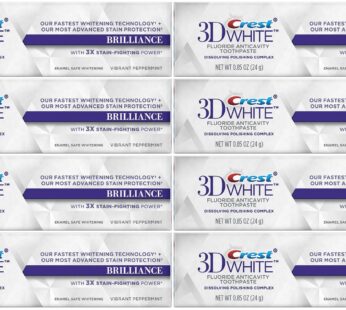 Crest 3D White Brilliance Whitening Toothpaste, Vibrant Peppermint, Travel Size, TSA Appro