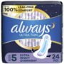 Always Ultra Thin Feminine Pads For Women, Size 5 Extra Heavy Overnight Absorbency, With W
