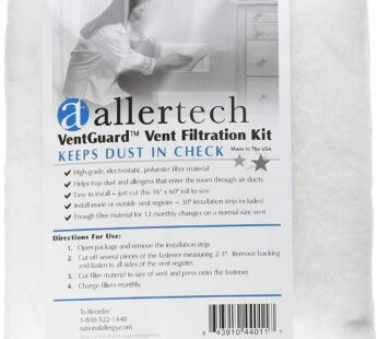 Allertech VentGuard Air Vent Filters – 16″ x 60″ Roll + Hook & Loop Strip – Cut to Fit – F