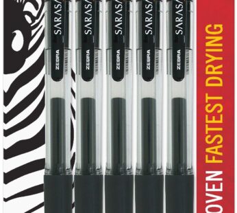 Zebra Pen Sarasa Retractable Gel Pen, Medium Point, 0.7mm, Black Ink, 5-Pack