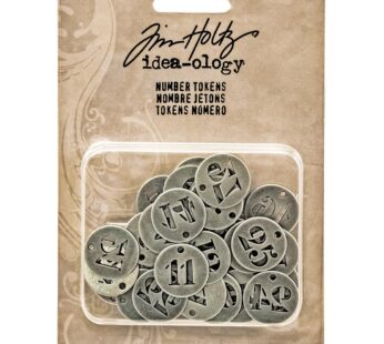 Tim Holtz Idea-ology Metal Number Tokens 31/Pack, 3/4 Inch Each, Antique Nickel (TH93244)
