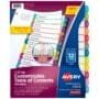 Avery 12 Tab Dividers for 3 Ring Binders, Customizable Table of Contents, Multicolor Tabs,