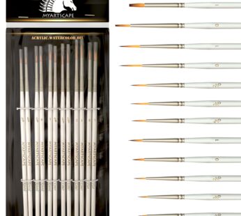 MyArtscape Artist Supplies Miniature Paint Brushes, Set of 12 for Detail & Fine Point Pain