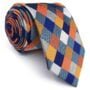 S&W SHLAX&WING Tie Sets for Men Neckties Blue Orange Check Classic Size 57.5"