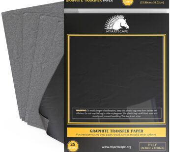 MyArtscape Graphite Transfer Paper – 9″ x 13″ – 25 Sheets – Waxed Carbon Paper for Tracing