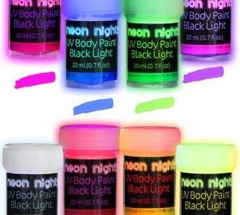 Neon Nights UV Body Paint Set | Blacklight Glow Makeup Kit | Fluorescent Face Paints for M