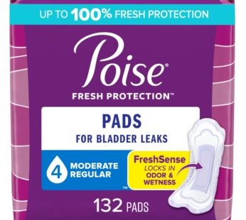 Poise Incontinence Pads & Postpartum Incontinence Pads, 4 Drop Moderate Absorbency, Regula