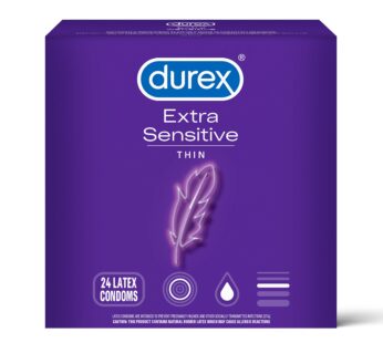 Durex Extra Sensitive Condoms, Ultra Thin, Lubricated Natural Rubber Latex Condoms for Men