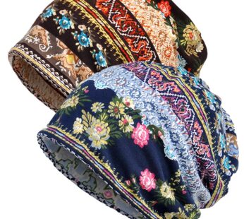 Qunson 2 Pack Women’s Printed Baggy Slouchy Beanie Chemo Hat Cap