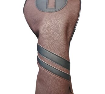 Majek Retro Golf Headcover Brown and Black Vintage Leather Style 1 Driver Head Cover Fits