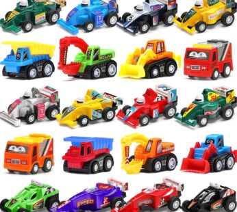 Pull Back Car, 20 Pcs Assorted Mini Truck Toy and Race Car Toy Kit Set, Play Construction