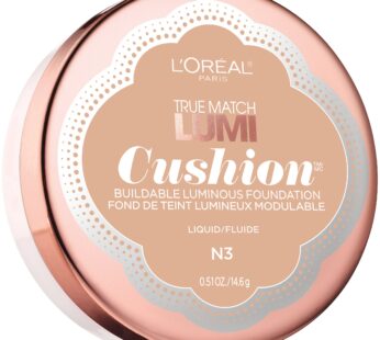 L’Oréal Paris True Match Lumi Cushion Foundation, N3 Natural Buff, 0.51 oz.