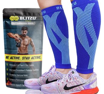 BLITZU Calf Compression Sleeves for Men and Women. Footless Compression Socks Support for