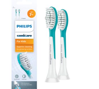 Philips Sonicare for Kids 7+ Genuine Replacement Toothbrush Heads, 2 Brush Heads, Turquois