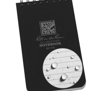 Rite in the Rain Weatherproof Top-Spiral Notebook, 3″ x 5″, Black Cover, Universal Pattern