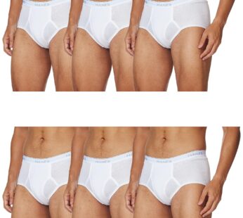 Hanes Men’s 6-Pack FreshIQ Tagless Cotton Brief, White, X-Large