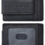 Toughergun Genuine Leather Magnetic Front Pocket Money Clip Wallet RFID Blocking(Black)