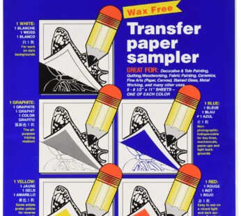 Saral, Blue Wax Free Transfer Paper Sampler Includes 1 Each of White Graphite, Yellow, Red