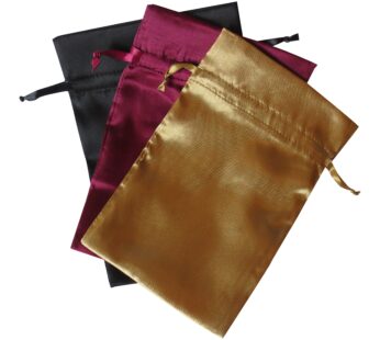 Tarot Bags Fall Colors Satin Bundle of 3: Wine Black and Gold (6″ X 9″ Each)