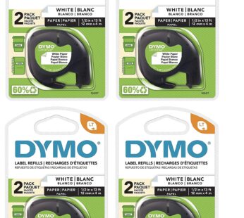 Dymo LetraTag Pack Paper Label Refills, White, 1/2 x 13 Ft. by DYMO