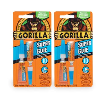 Gorilla Super Glue, Two 3 Gram Tubes, Clear, (Pack of 2)