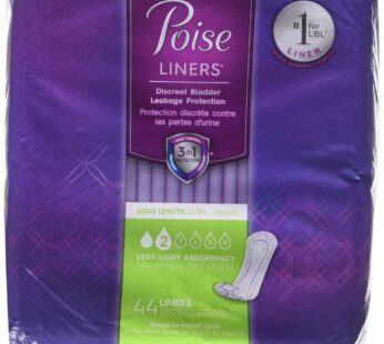 Poise Liners for Light Bladder Leakage, Long Length, Very Light Absorbency, 44 Count (Pack