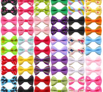 YAKA 60PCS (30 Paris) Cute Puppy Dog Small Bowknot Hair Bows with Metal Clips Handmade Hai