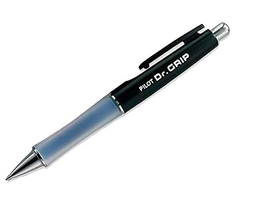 PILOT Dr. Grip Refillable & Retractable Ballpoint Pen, Medium Point, Black Barrel, Black I