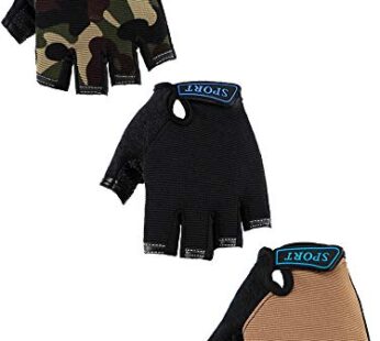 3 Pairs Kids Half Finger Gloves Sport Gloves Non-Slip Gel Gloves for Children Cycling Ridi