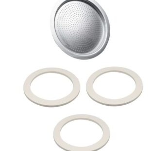 Univen 2.5″ (64mm) Espresso Filter and Gasket Seals Compatible with Bialetti 6 Cup Aluminu