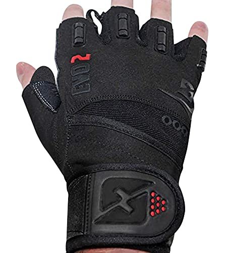 skott Evo 2 Weightlifting Gloves with Integrated Wrist Wrap Support-Double Stitching for E
