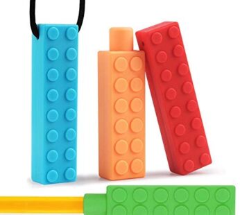 Ecklace and Pencil Topper for Kids Teething Silicone Chewing Necklace Chewing Biting(4 Pie