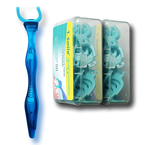 T.Smile Evolutionary Clean Dental Flossers, Kit of Refills Plus Mid-Length Handle (1 Handl