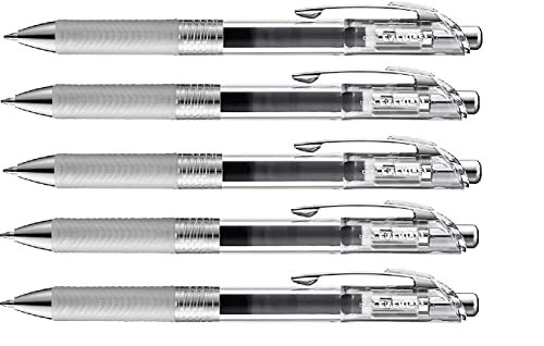 Pentel Energel Infree Gel Ink Ballpoint Pen 0.5mm, Needle Tip, Black Ink, 5 Pen Set(Japan