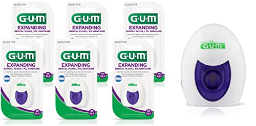 GUM Deep Clean Expanding Dental Floss - Waxed Woven Floss - Effective Plaque Removal for T