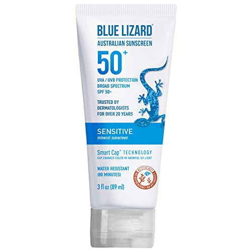 Blue Lizard SENSITIVE Mineral Sunscreen with Zinc Oxide, SPF 50+, Water Resistant, UVA/UVB