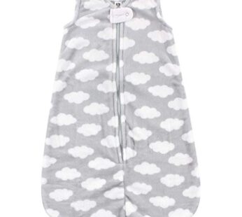Hudson Baby Unisex Baby Plush Sleeping Bag, Sack, Blanket, Gray Clouds Plush, 6-12 Months