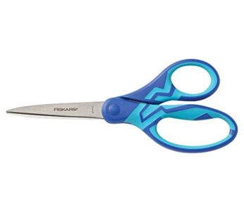 Fiskars 7″ SoftGrip Left-Handed Student Scissors for Kids 12-14 – Left-Handed Scissors for