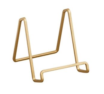 Tripar 6″ Gold Painted Square Wire Easel Display Stand for Plates, Artwork, Picture Frame