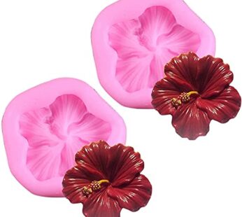BeeSpring 2Pcs Mini Silicone Molds Cake Baking Cups Silicone Mold 3D Flower Hibiscus Silic