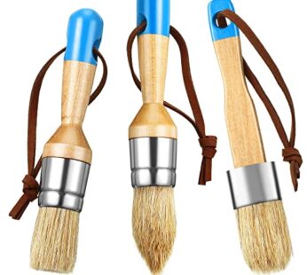 3 Pieces Chalk and Wax Paint Brushes Bristle Stencil Brushes for Wood Furniture Home Decor