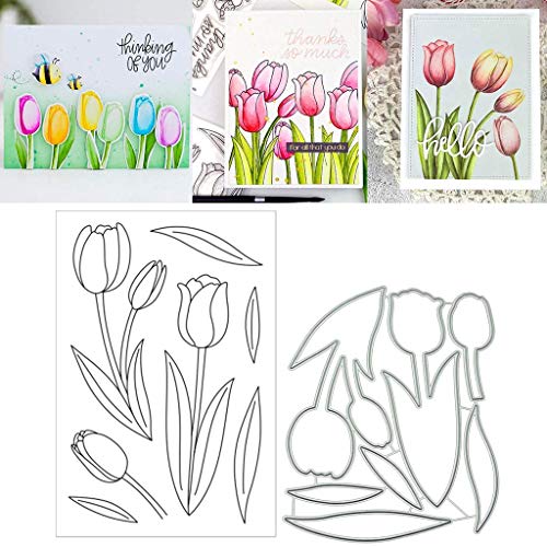 Tulip Silicone Clear Stamp and Die Sets for Card Making, DIY Embossing Photo Album Decorat