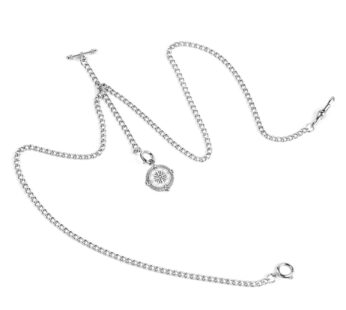 ManChDa Double Albert Chain Pocket Watch, Curb Link Chain 3 Hook Antique Plating Shield De