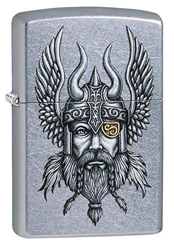 Zippo Viking Warrior Design Street Chrome Pocket Lighter, One Size (29871)