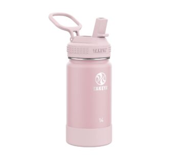 Takeya Actives Kids 14 oz Vacuum Insulated Stainless Steel Water Bottle with Straw Lid, Bl