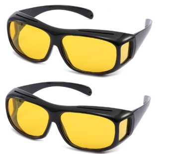 Gemgoo 2PCS High Definition Night Vsion Driving Sunglasses Wrap Around Glasses with Anti R