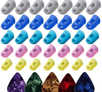 40pcs Guitar Silicone Finger Protector,Color Fingertip Protection Covers Caps in 5 Sizes f