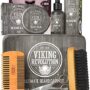 Viking Revolution Beard Care Kit for Men - Kit includes 100% Boar Beard Brush, Wooden Comb