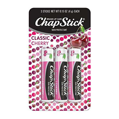 ChapStick Classic Skin Protectant Flavored Lip Balm Tube, Cherry Flavor, 0.15 Ounce (Pack