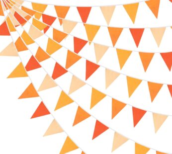 10M/32Ft Triangle Flag Fabric Banner Cotton Pennant Garland Cloth Bunting for Fall Decor A